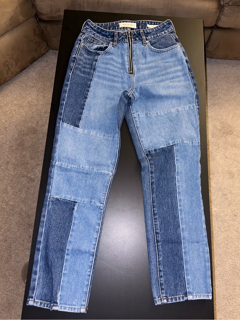 PacSun Women's High Rise Patchwork Blue Jeans